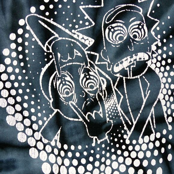Colortone Rick & Morty Hoodie Mens S Blue Black Tie-Dye Graphic Pullover Sweater - Picture 5 of 12